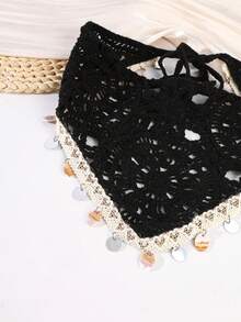 1pc Bohemian Shell Pattern Ocean Element Tassel Knitted Triangular Headband, Women Hair Accessory - Multicolor - View 5