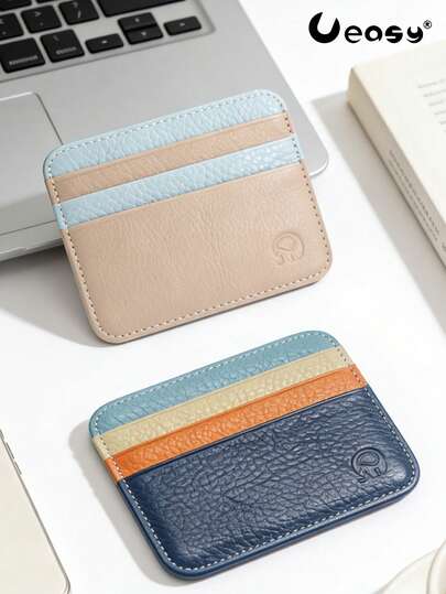 Ueasy Slim Leather Wallet, Multi-Functional Card Holder, Large Capacity Card Slots, Compact Leather/PU Card Case, Small Leather Coin Purse, Can Hold Bank Cards, Transit Cards, Membership Cards, Business Cards, Coins, Formal/Business, Valentine's Day Gift