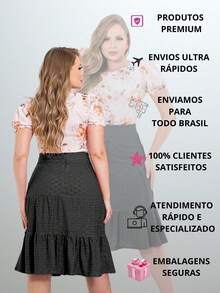 Women's Midi Skirt Fashion Social Evangelical Ruffle Party Round Casual Executive - 黑色 - 查看 6