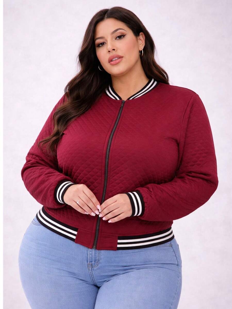 Plus Size Jackets - Burgonya - Görünüm 1