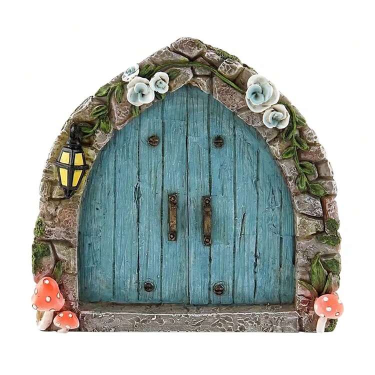 Wooden Fairy Door Decor, Creative Fairy Tale House Home Decor, Desktop Micro Landscape Ornament For Garden - B - View 22