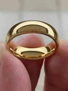 1PC Luxury Fashionable Simple Classic Style 6mm Curved Stainless Steel Ring, Simple And Elegant Design, Suitable For Men And Women In All Seasons, Daily Occasions And Gift Occasions, Wedding Engagement Rings - Fashion - View 8