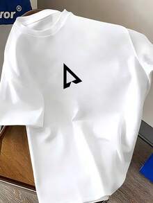 Camiseta de algodón para hombre de talla grande, informal de verano con estampado geométrico, mezcla suave, cuello redondo, manga corta, lavable a máquina, TALLA GRANDE, regalo perfecto para el Día del Padre, también es un regalo perfecto para amigos y para tu pareja. - Blanco - Ver 2