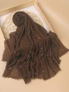 New Solid Color Sequin Ruffle Edged Classic Basic Shawl Scarf, Women's Headscarf, Suitable For Robe And Veil Outfits - Multicolor - View 48