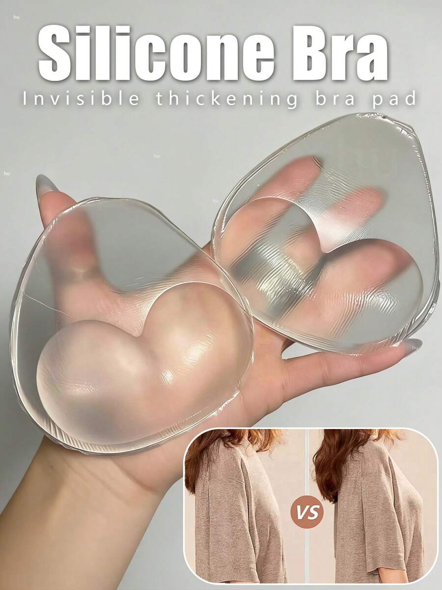 1 Pair Women Invisible Thickened Magic Bra Inserts, Bikini Pasties, Enhancing Bust Pads, Swimsuit Silicone Breast Petals, Waterproof Bust Pads, Suitable For Daily Wear