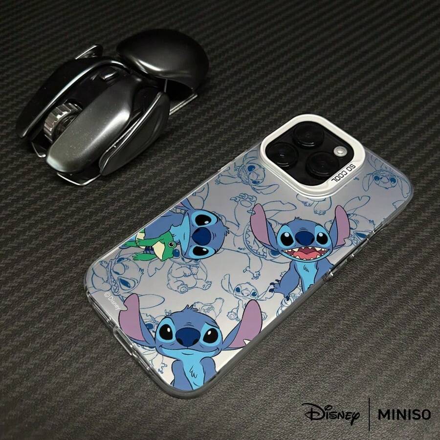 Miniso 迪士尼史迪奇和青蛙全印花手机壳，适用于 iPhone 17/17 Pro/17 Pro Max/17 Air/16/15/14/13/12/11/X 系列，iPhone 17 Pro Max 手机壳，iPhone 17 Pro 手机壳，iPhone 17 手机壳，圣诞礼物，送给女朋友的好选择 - 白色 - 查看 1