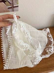 1pcs Women Beige And Pink Retro Floral Lace Triangle Scarf Headband, Fashionable And Versatile Flower Headband Suitable For Daily Outings, Parties, Makeup And Clothing Accessories. ﻿ Valentine's Day Hair Band Turban Headband Sweatband, Hairband Fall Winter Hair Accessories For Women For Vacation Outfits Woman Women Bandanas Soft Headwrap - 彩色 - 查看 7
