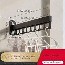 1 Piece Of Stainless Steel Foldable Clothes Hanger, Portable Wardrobe, Drying Rack, Multifunctional Indoor/Outdoor Multi-Hole Hanging Clothes Rack, Invisible Foldable Balcony Clothes Rack, Portable Wall-Mounted Household Kitchen Storage And Organization Hanging Rack, Portable Wardrobe. - Multicolor - View 2