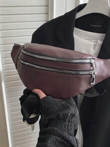 Women's Fashionable Casual Waist Bag - Burgundy - View 7