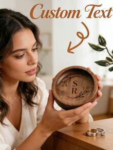 1 Khay đựng nhẫn tròn bằng gỗ óc chó khắc laser theo yêu cầu, khay đựng nhẫn tròn bằng gỗ cá nhân hóa, khay đựng trang sức tròn, khay đựng nhẫn bằng gỗ tùy chỉnh, khay đựng nhẫn cô dâu, quà tặng Valentine cho người yêu, giá đỡ nhẫn đính hôn, khay đựng nhẫn cưới, quà cưới - Nhiều màu - Xem 5