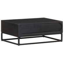 CROISSANCE Tavolino da Salotto 90x60x35 cm in Legno Massello di Mango - nero - Visualizzare 5