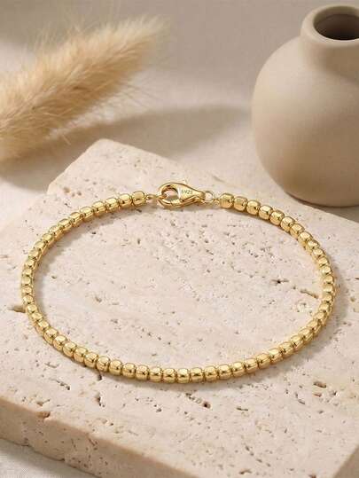 ORSA JEWELS 1개 정품 925 실버 18k 골드 2.5mm 사각 비즈 체인 팔찌 핸드 체인 액세서리 여성, 남성 웨딩 파티, 생일 축하 및 휴가 선물용 저자극성 및 변색 방지