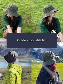 1Pc Unisex Foldable Outdoor Bucket Hat, Waterproof Quick-Drying Bucket Hat, Summer Breathable Outdoor Hat Is Suitable Fishing, Mountaineering, Hiking, Traveling, Camping, Vacation Graduation - Khaki - View 8