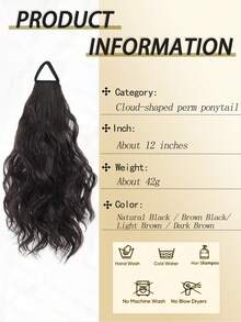 1条女士纯色简约弹力发圈，12英寸分层波浪马尾假发饰品，发绳，发圈，发饰，适合所有季节，是低马尾的理想选择，橡皮筋发绳弹力发圈 - 彩色 - 查看 5