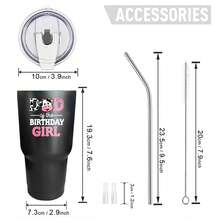 30oz Stainless Steel Tumbler Black White Options,  Dad Of The Birthday Girl Cow Pattern Graphic Cups, Insulated Travel Coffee Mug With Lid And Straw , Double Wall Vacuum Reusable Travel Cups, Funny Birthday Party Gift For Women & Men - 黑色 - 查看 3
