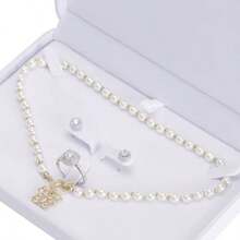 LETURE Caja grande de terciopelo para juego de joyas caja de regalo para collares grandes anillos aretes y colgantes estuche de almacenamiento para collares de perlas/collares gruesos blanco - Blanco - Ver 4