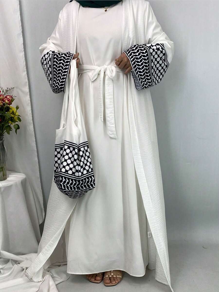 Arab Turkey Middle East Muslim Fashion Women's New Cardigan Robe With Mini Bag