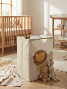 Giỏ đựng đồ giặt gấp gọn dung tích lớn, họa tiết động vật, tay cầm bằng gỗ, đa năng dùng cho phòng tắm, phòng trẻ em, đựng quần áo bẩn, đồ chơi và các vật dụng khác. - Nhiều màu - Xem 3