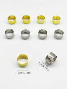 [10pcs] Gold & Silver Adjustable Metal Thimbles, Open Design Anti-Slip Finger Protector, Suitable For Hand Sewing, Embroidery And Home Mending, Practical Sewing Tool - Thimble - View 11