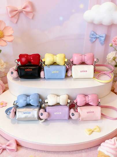 1pc This Cute And Exquisite Japanese-Style Bow-Tie Cylindrical Bag Is A Stylish And Versatile Mini Shoulder/Crossbody Bag Suitable For Various Occasions. It'S Versatile, Suitable For Outdoor Activities, Play, Commuting, And More, Making It The Perfect Gift For Teenagers.