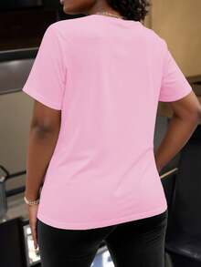 Howell休闲T恤，四季皆宜，印有“Stop Wonder'n And Get Ya Bread Up”字样，面料柔软舒适，弹性极佳。 - 粉色 - 查看 2