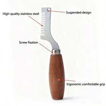 1/3件装，专业切葱器，弧形不锈钢刀片，木柄，厨房烹饪工具 - 彩色 - 查看 4