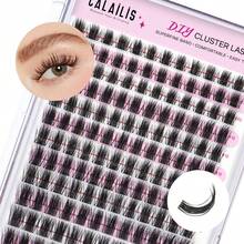CALAILIS 簇状假睫毛，144 片 D 卷度睫毛簇 DIY 睫毛嫁接 超浓密睫毛簇 可重复使用 纤细单根假睫毛 超细睫毛带 柔软 (HD19, D-10-16MIX) - D - 查看 7