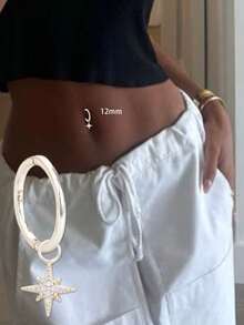 1件925纯银北极星水钻肚脐环，肚脐穿孔饰品，8毫米、10毫米、12毫米，环形穿孔饰品，肚脐环 - 肚臍釘 - 查看 2