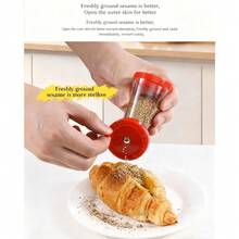 Sesame Seed Grinder - Manual Sesame Seed Mill, Freshly Ground Flavor, Flaxseed Grinder, Easy-To-Use Kitchen Tool For Salads, Rice, And Noodles - Đỏ - Xem 4