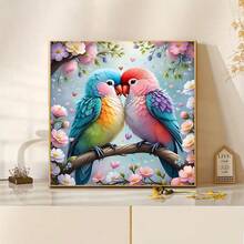 1 Bộ tranh kim cương 5D 30*30cm/11.8*11.8in 5D với thiết kế hình chú chim tình yêu trên cành cây, Thủ công nghệ thuật kim cương tự làm để trang trí nhà, có khung - Nhiều màu - Xem 15