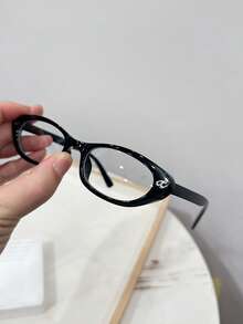 1副女士休闲复古猫眼小框黑色时尚平框眼镜，适合日常佩戴和街拍 - 黑色 - 查看 2
