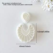 2pcs/Set Retro Fan-Shaped Soft Clay Earring Mold DIY Jewelry Pendant Shaping Cutter Tool Set - White - View 2