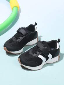 2024 Spring/Autumn Popular Kids Sports Shoes, Leather Upper Casual Chunky Sneakers, Soft Sole Non-Slip For Boys & Girls, Comfortable Sneakers 1 Pair Fashion & Comfortable Girls' Sports Shoes, Boys' Outdoor Non-Slip Versatile Running Shoes, Suitable For School, Sports, All Seasons, Baby First Walking Shoes, Christmas Gift - Black - View 4