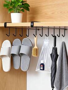 2pcs Iron Hook, 6 Hooks/12 Hooks, Mugs, Coffee Cups, Cup Holders, Kitchen Tools, Hats, Scarf Storage Racks, Suitable For Use Under Kitchen Bars, Coffee Bars, Wardrobes, And Cabinets - One Size - View 8