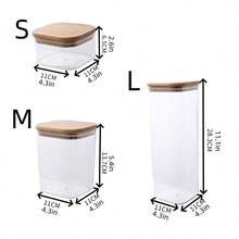 1pc Square Airtight Canister, 3 Sizes: 460ml/1100ml/2400ml, Durable Leak-Proof, Suitable For Sealing Coffee Beans, Tea Leaves, Pasta, Flour, Sugar, Nuts, Candies, Bath Salts, Perfect Kitchen Storage Solution For Pantry And Countertop - Transparent - View 4