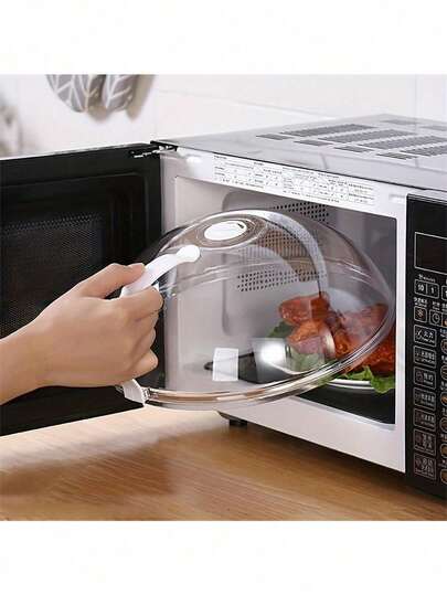 1pc Microwave Splash Guard, Transparent Microwave Food Cover, Reusable Splash & Oil Proof Seal, Heat Resistant Kitchen Cover