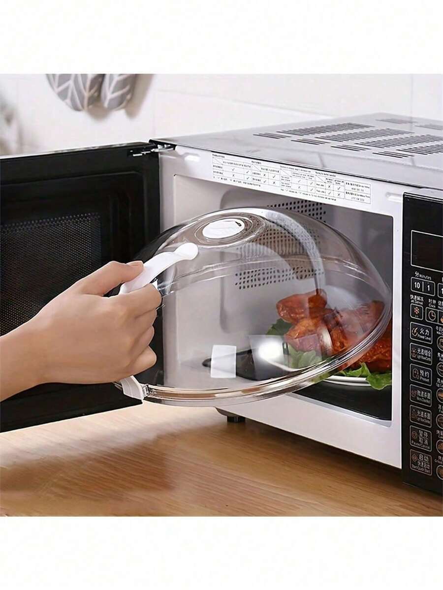 1 pieza Protector contra salpicaduras para microondas, Tapa transparente para alimentos en microondas, Sello reutilizable a prueba de salpicaduras y aceite, Cubierta de cocina resistente al calor - Multicolor - Ver 1