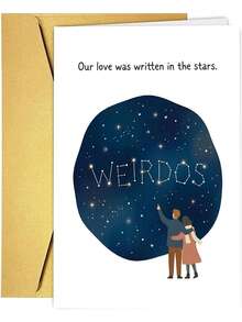 1 tarjeta de aniversario con diseño romántico y divertido "Estaba escrito en las estrellas" para esposo, esposa, él o ella - 18*13 cm - Ver 7