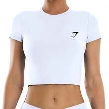 GYMSHARK  EVERYDAY CAP SLEEVE T-SHIRT ,Women's Compression Shirts Short Sleeve Workout Tops Athletic Base Layer T-Shirt For Gym Running Yoga Basketball BJJ - 白色 - 查看 7