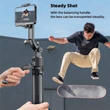 Upgraded Smartphone Gimbal Stabilizer, Selfie Stick, Bluetooth Remote, AI Tracking, Anti-Shake Tripod - Black - View 4