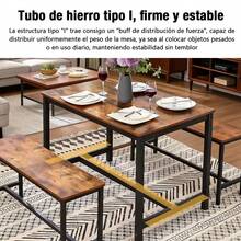Mesa De Comedor Rectangular 2 Bancos Largos Para 4 Personas - Multicolor - Ver 8
