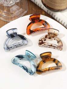 5pc Random/Set Gradient Amber Hollow Half-Circle Hair Clips, Minimalist Elegant Small Size Side Bangs Ponytail Holder Hair Accessories Hair Claws Claw Clips Hair Jaw Clip Hair Clamps Hair Clutch Hair Catcher Clip Fall Winter For Vacation Outfits Woman - 多色 2 - 查看 3