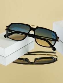 1pc Men's Fashion Glasses New Classic Metal Frame Retro Personalized Business Casual Versatile All-Match Daily Driving Outdoor Sun Protection - Multicolor - View 2