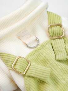 1pc Pet Clothes Spring/Summer New Arrival Four-Leg Outfit, Cute Suspender Pants - Green - View 6