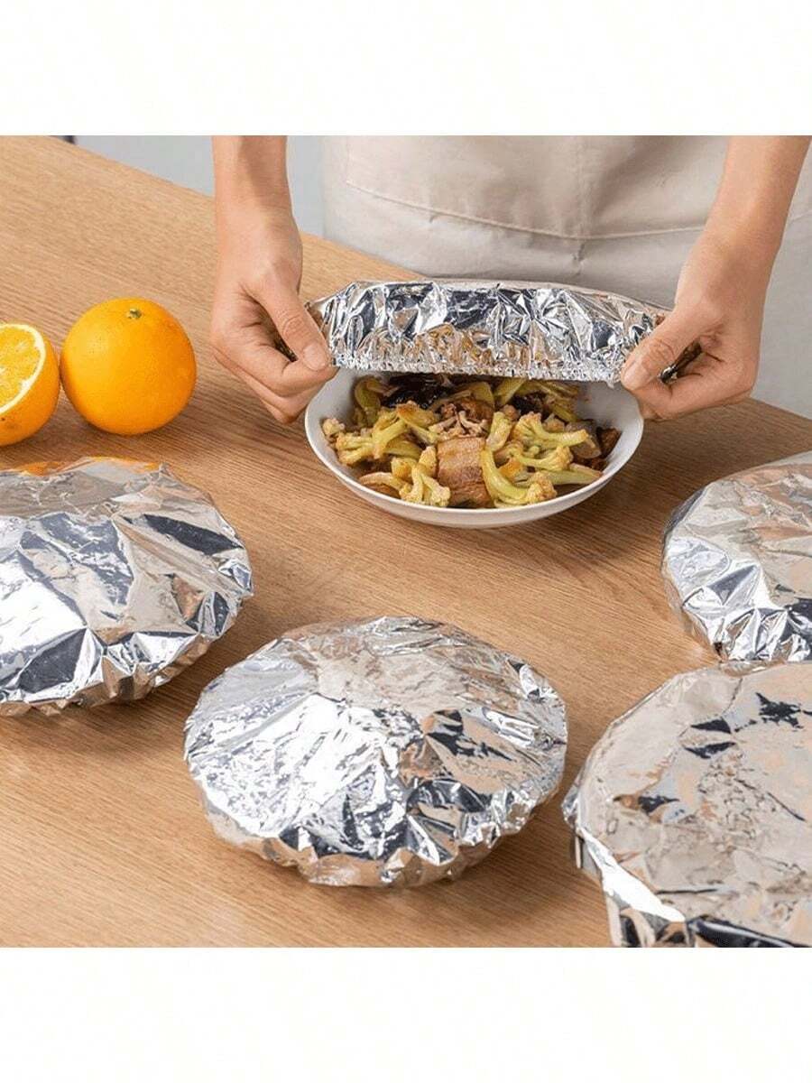 50个可重复使用的铝箔盖，桌面食物保温袋，食物保鲜袋，厨房收纳袋，家用塑料包装袋，接触式，剩菜储存袋，厨房食物保鲜保温盖，适用于碗、盘、餐具，保持食物温暖、新鲜、防尘，食品保鲜设备