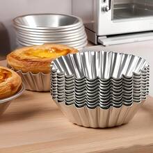 5/10/20/30 Egg Tart Molds, Reusable Pie Molds, Suitable For Muffins, Cupcakes, Puddings, Non-Stick, Baking Custard Dishes, Baking Tools, Cake Carriers, Tart Molds. - Silver - View 7