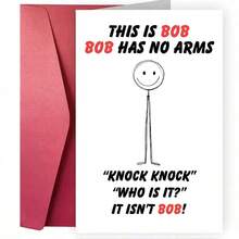 1 tấm thiệp chúc mừng sinh nhật hài hước "This Is Bob" kèm phong bì đỏ, hình minh họa người que, hoàn hảo để tặng bạn bè và gia đình. - 18*13cm - Xem 8