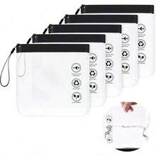 1/2/5pcs Airplane Liquid Zipper Bags, 20 X 20cm, 1L, TSA Approved, Carry-On Travel, Waterproof, With Handle, Transparent Black - Multicolor - View 1