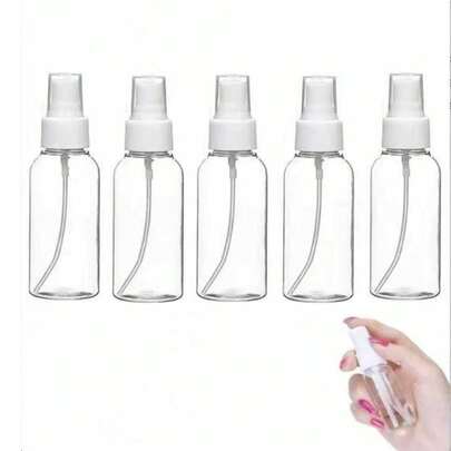 5pcs Plastic Spray Bottles, Disinfection, Travel, Portable, Independent Bottle Body, Facial Makeup, Hydration, Refillable Cosmetic & Perfume Bottles, Transparent PET Mini Sprayers, Portable Travel Makeup Accessories