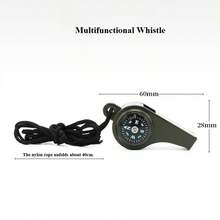 1pc Outdoor Plastic Multifunctional 3-In-1 Whistle, Survival Whistle With Compass & Thermometer - Dark Green - View 3